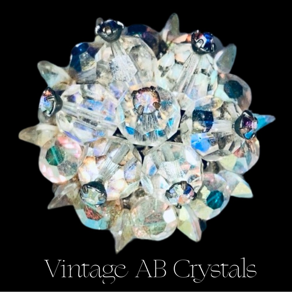 BROOCH AB Aurora Borealis Pin - Margarita Swarovski Crystals HTF Women’s Antique